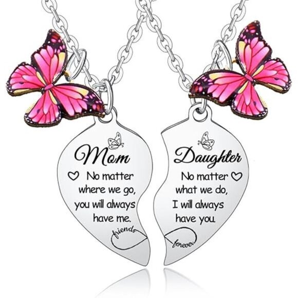 2 PCs Mother Daughter Heart Matching Pendant Necklaces Set for Mom Daughter - Picture 4 of 4